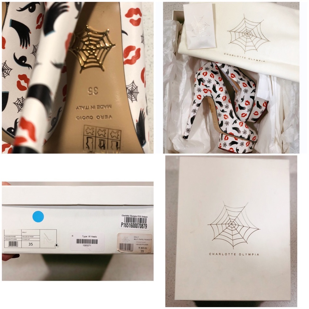 Charlotte Olympia White Dolly Platform Heels 35 5 - Picture 8 of 8